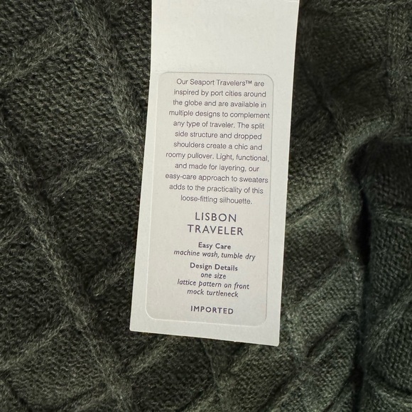 Mersea Mer Sea One Size Hunter Green Lisbon Traveler Knit Mock Neck Sweater - Picture 5 of 5